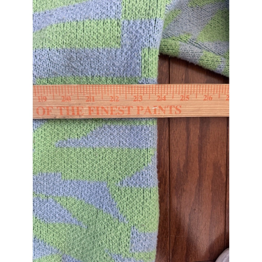 Listicle Dopamine Cardigan S Green Blue Checker Pink Trim Chunky Knit - Picture 6 of 8